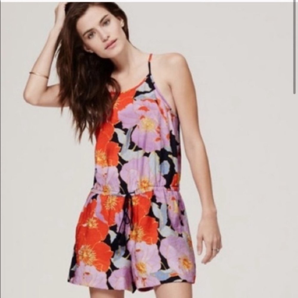 LOFT Drawstring Floral Romper